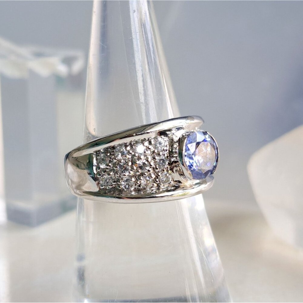 3 Carat t.w. Natural Tanzanite & Sapphire Sterling Silver Statement Ring - Picture 10 of 13